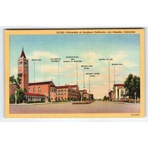 University Of Southern CA Los Angeles California Postcard Linen Vintage Unposted